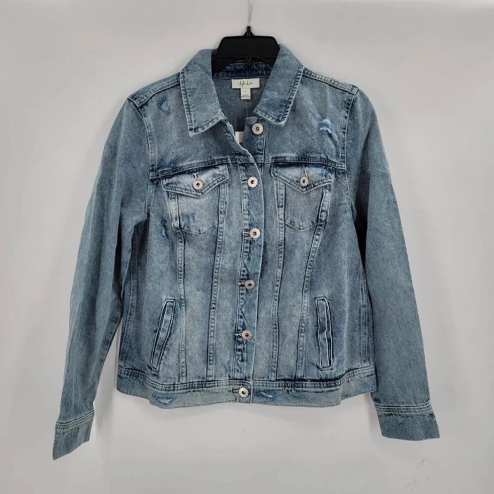 Style & Co NWT Duchess Destroyed Denim Jean Jacket Medium